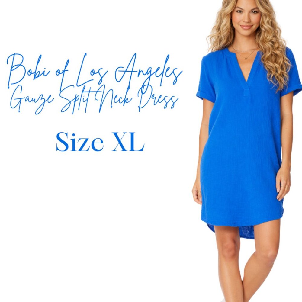Bobi of Los Angeles Split Neck Gauze Dress